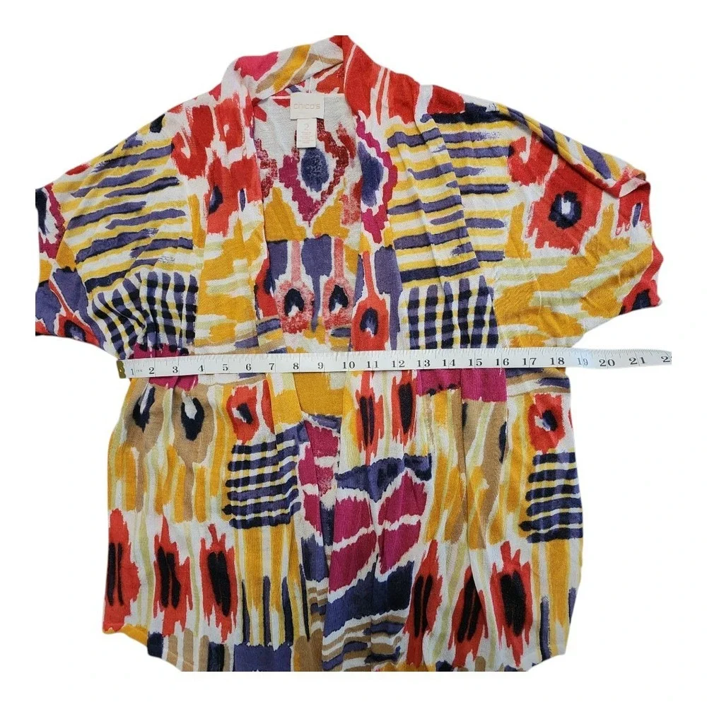 NWOT Chico's Western Multicolor‎ Front Ties Sweater/Cardigan Sz 2 Or Large Boho
